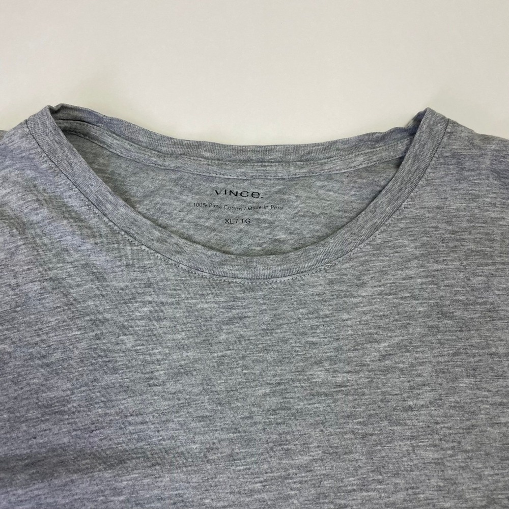 Vince Mens XL Long Sleeve Pima Cotton Crewneck Tee Heather Grey Peru